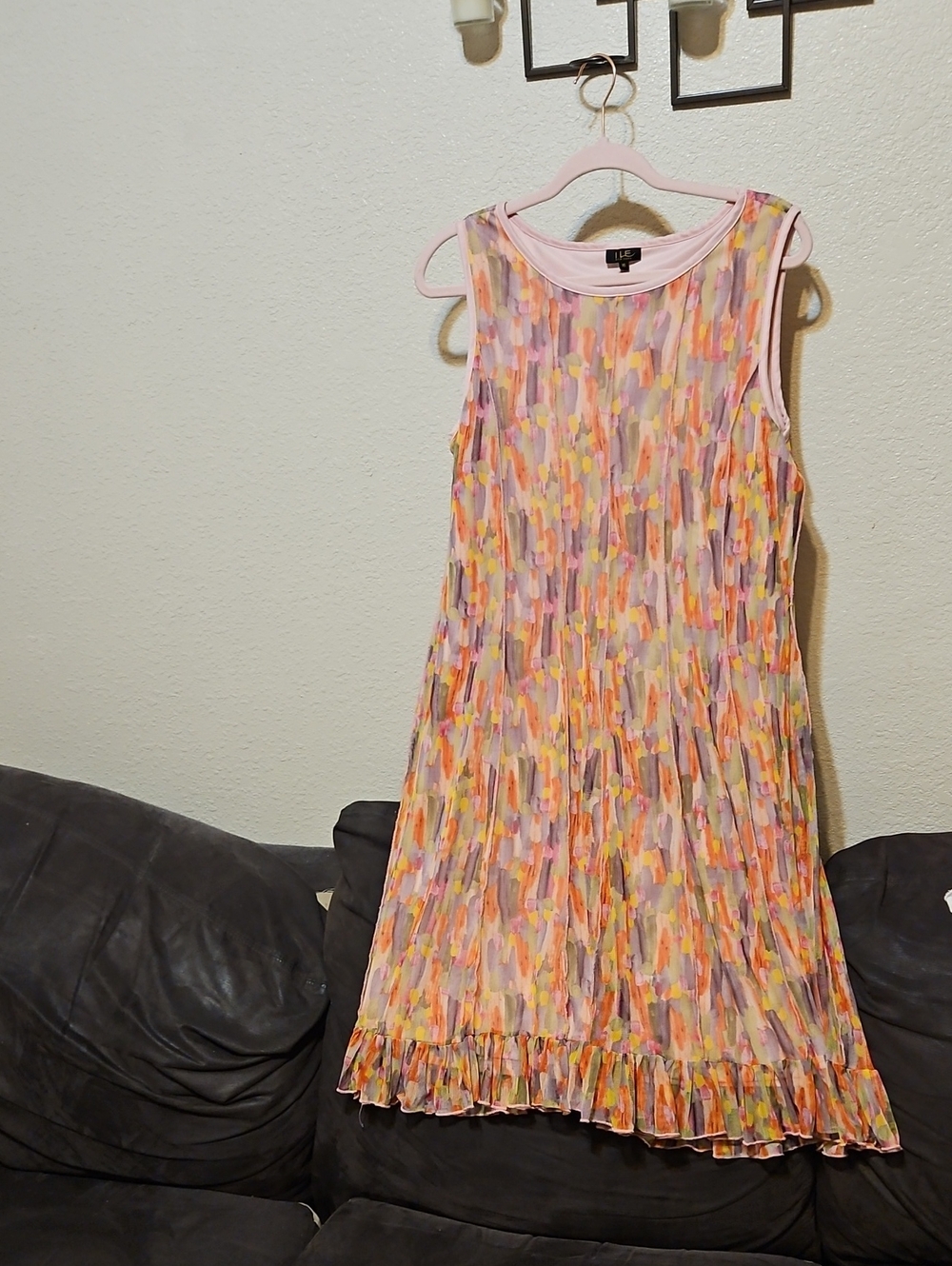 Light Pink Multicolor Sleeveless Pleated Midi Dress by Liz Claiborne